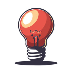 Red Light Bulb Illustration Graphic Design. Vector Image