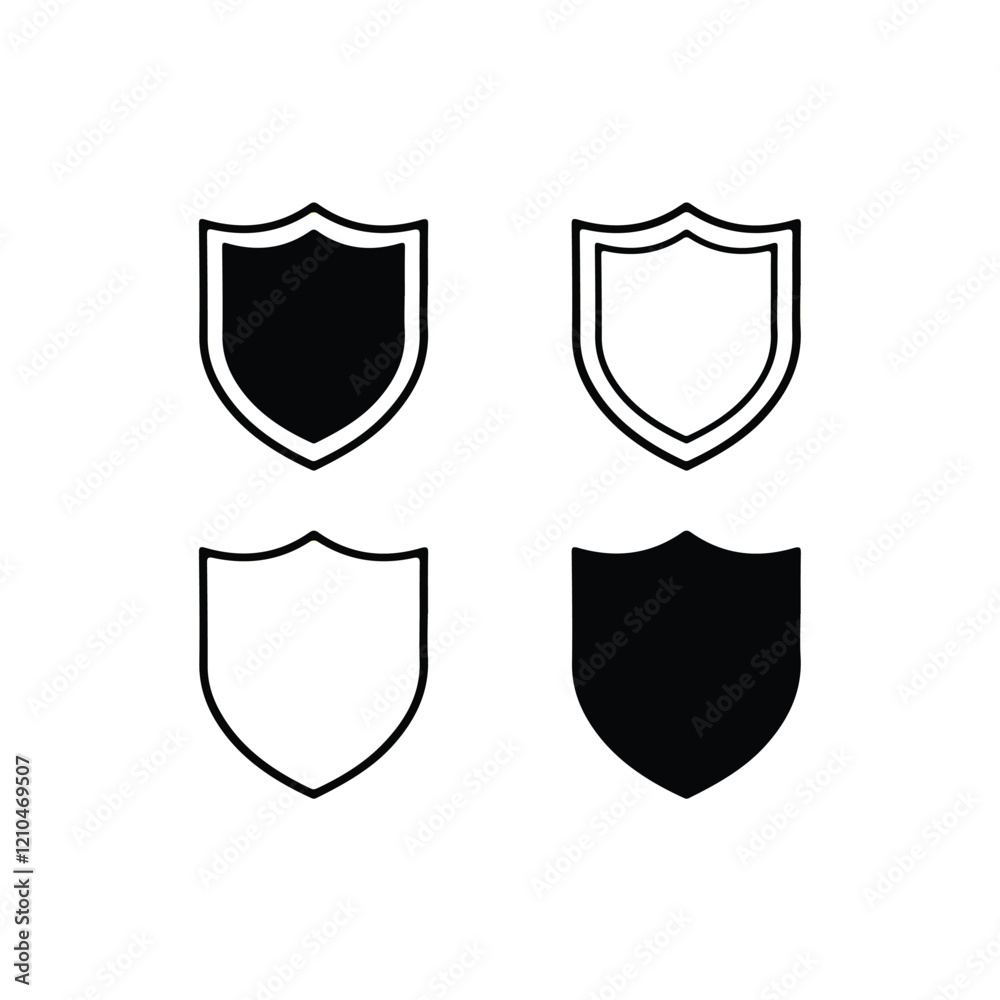 Fototapete shield icon set retro vintage design. color shield shape vector illustration. badge geometric isolat