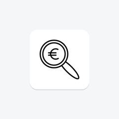 Search Euro line icon, vector, pixel perfect, illustrator file