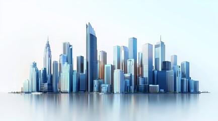 Fototapeta premium digital futuristic business city, skyscrapes, realistic 