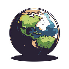 Stylized Earth Globe Illustration. Vector Image