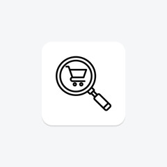 Cart Search line icon, vector, pixel perfect, illustrator file