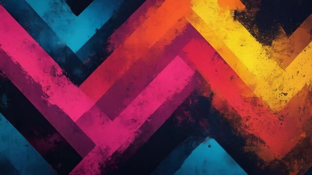 Vibrant chevron pattern with dynamic color shifts and bold textures