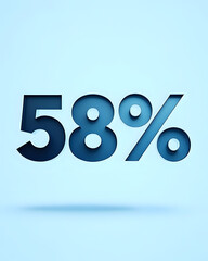 Bold Blue 58% Cutout - Minimalist Percentage Graphic
