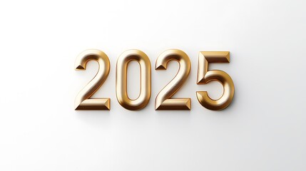 3D golden numbers 2025 on a white background