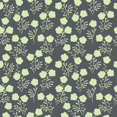 Seamless pattern with flowers and leaves. Vector graphics.