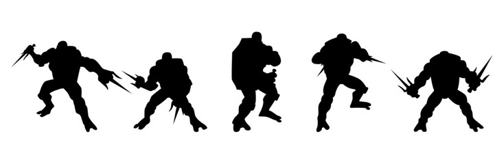 Wild Turtle Standing Silhouette Set