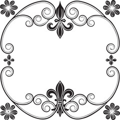a black and white rectangular frame with an ornate design