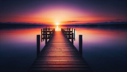 Fototapeta premium Peaceful Evening at a Lakeside Pier