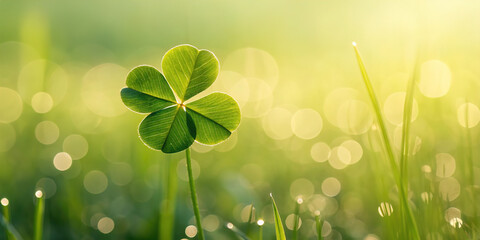 clover with soft bokeh, clover leaf with bokeh effect, bokeh background clover