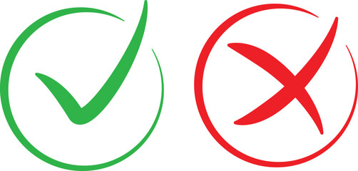 check mark and cross in circles
