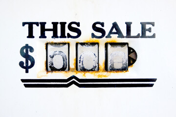 Old weathered antique gas pump fuel for vehicle