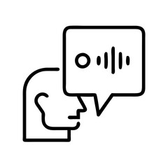 speech recognition icon, speech recognition line art - simple line art of speech recognition, perfect for speech recognition logos and icons