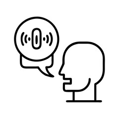 speech recognition icon, speech recognition line art - simple line art of speech recognition, perfect for speech recognition logos and icons