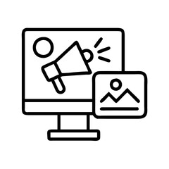 sponsored post icon, sponsored post line art - simple line art of sponsored post, perfect for sponsored post logos and icons