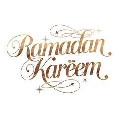 Ramadan Kareem Calligraphy Text Isolated on White Background, Perfect for Islamic Designs and Festive Greeting Concepts
