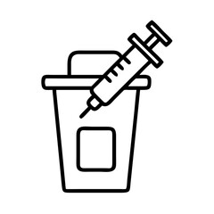 syringe disposal bin icon, syringe disposal bin line art - simple line art of syringe disposal bin, perfect for syringe disposal bin logos and icons