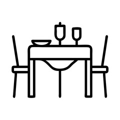 table setup icon, table setup line art - simple line art of table setup, perfect for table setup logos and icons