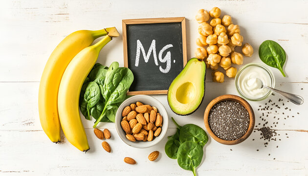 Products containing magnesium. Healthy food. View from above