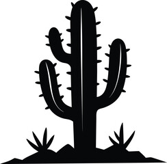 Cactus silhouette,Cactus black vector icon