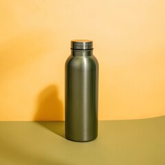 water bottle design on yellow background