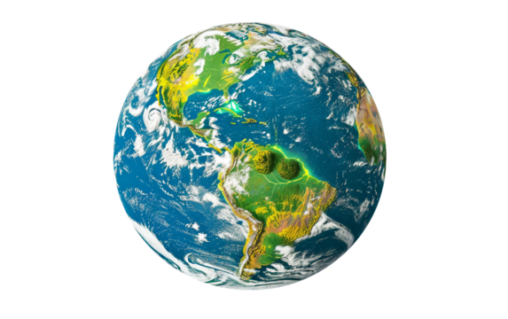 Earth globe embraced by sprawling agricultural fields representing sustainable farming practices Isolated on Transparent background PNG