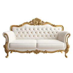 Isolated Elegant White and Gold Sofa