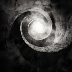 Mysterious Spiral Staircase: A Black and White Architectural Masterpiece