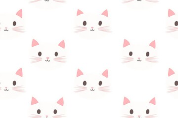 Fototapeta premium Pretty cats card and seamless background. Seamless kawaii kittens pattern for kids.
