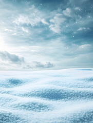 Fototapeta premium Serenely Beautiful Winter Landscape with Endless Snowfield Under Crisp Clear Sky : Generative AI