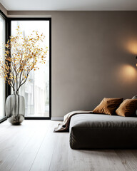 Cozy modern living space with natural light and minimalist decor in a contemporary setting