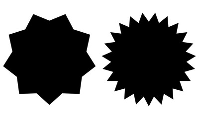 Set of sale stick black starburst sticker set. Price sticker, sale sticker, price tag, starburst, quality mark, retro silhouette. Sunburst retro sale badge, quality signs, sale icons. star blank label
