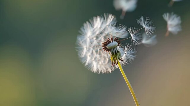 Abstract blurred nature background dandelion seeds parachute. Abstract nature bokeh pattern