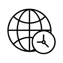 world clock icon, world clock line art - simple line art of world clock, perfect for world clock logos and icons