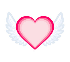Heart with wings. Love symbol. Color vector illustration on white background.	