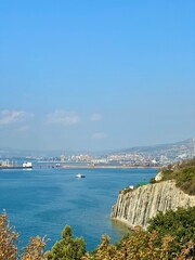 Sea, bay, port and city views. High quality photo