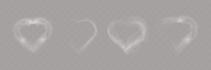 Transparent smoke hearts on dark background, ethereal design with soft flowing shapes, perfect for romantic, abstract, or mystical concepts.
