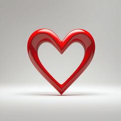 beautiful  red heart icon on white background, generative Ai