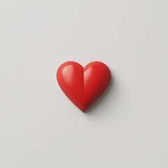 Close up red heart shape symbol  of love on white background, cute red heart, generative Ai