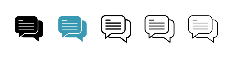 Chat icons in black and blue set