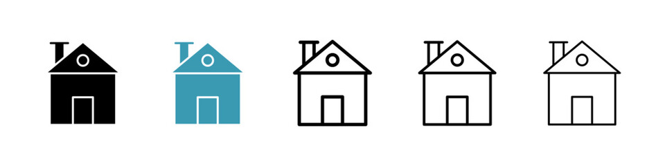 House icons in black and blue set