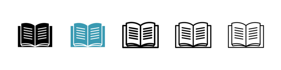 open book icons in black and blue set