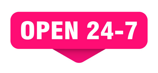 open 24 7 sticker. open 24 7 sign on transparent background