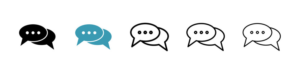 Message icons in black and blue set