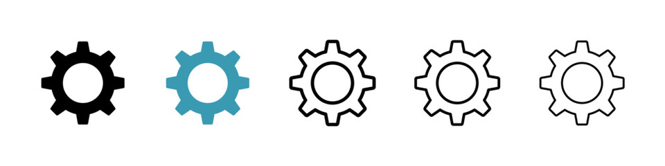 Cogwheel icons in black and blue set
