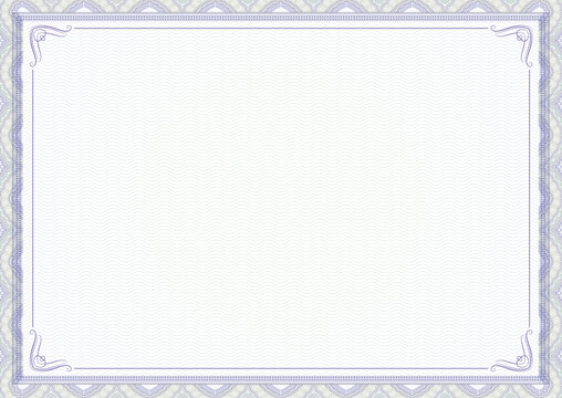 White classic retro certificate of achievement paper template with blue border