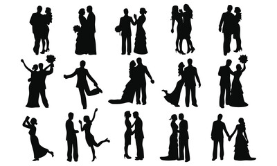 Couple Wedding Silhouette Vector Collection Design