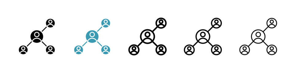 Network icons in black and blue set