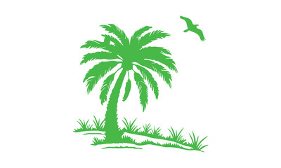 Palm silhouettes. Highly Detailed Palm Trees, Tropical trees for design about nature. A palm tree isolated on white. Black palm trees set isolated on white background.