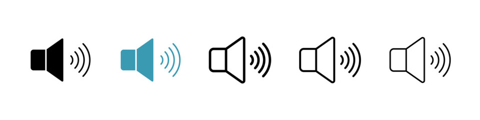 Volume icons in black and blue set